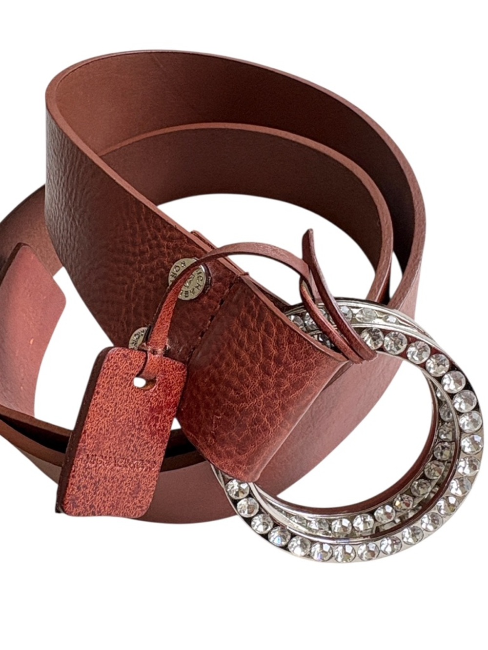 NEW Michael Kors Leather Jeweled Buckle Belt Brown Size Medium - Large